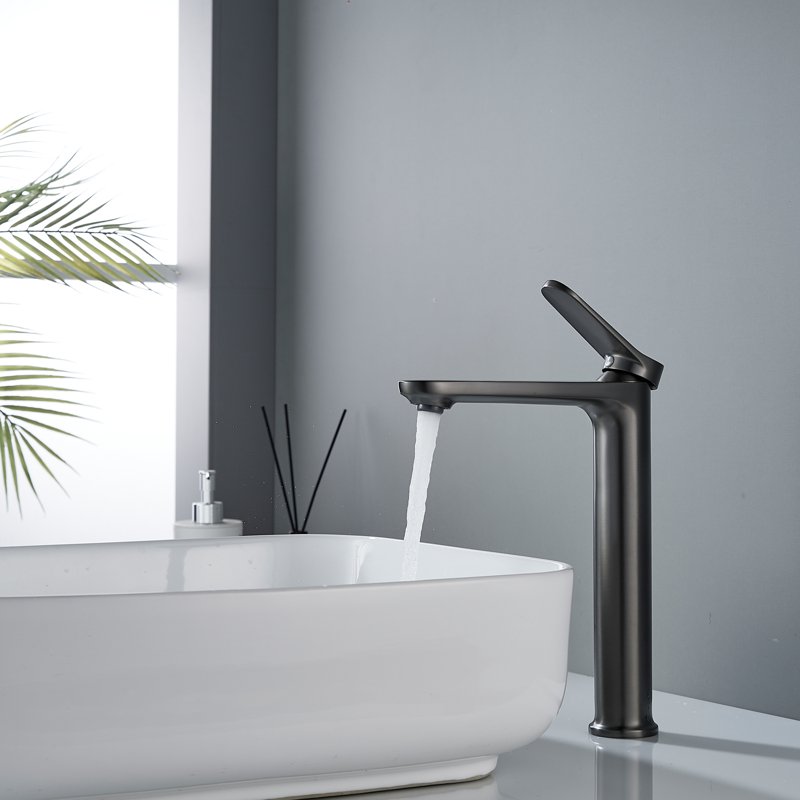 Смеситель для раковины высокий Shevanik S4311T, оружейная сталь