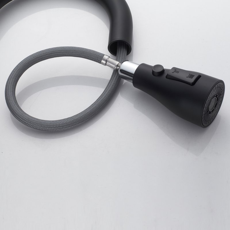 Смеситель для кухни с выдвижным изливом Shevanik S363H, черный