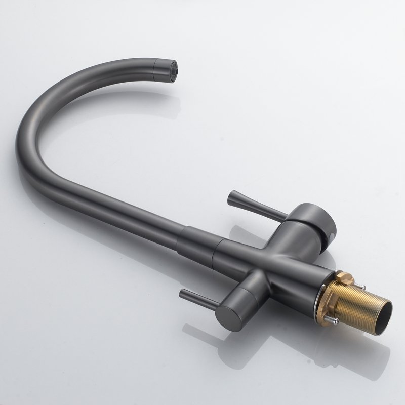 Смеситель для кухни с подключением фильтра Shevanik S428T, оружейная сталь