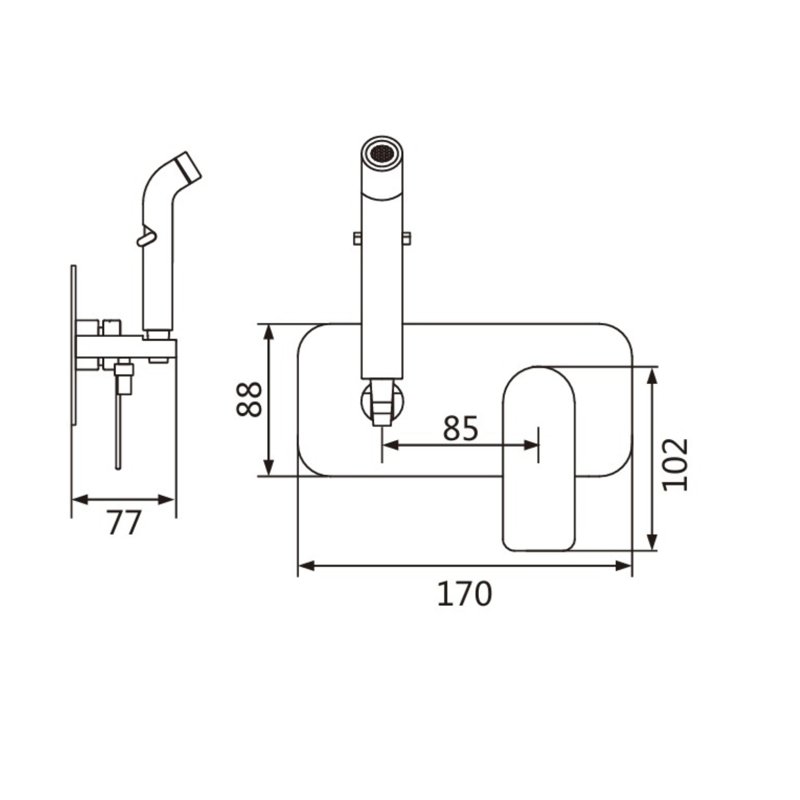Гигиенический душ со смесителем Shevanik S4005H-1, черный