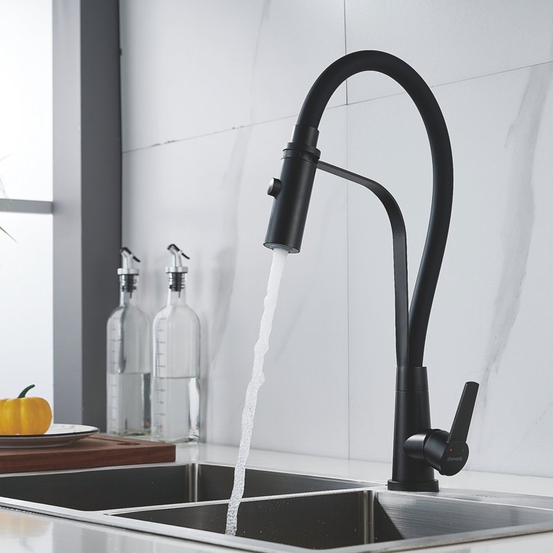 Смеситель для кухни с гибким изливом и режимом 