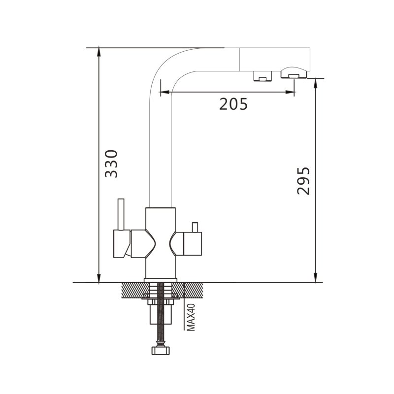 Смеситель для кухни с подключением фильтра Shevanik S328G, золотой сатин