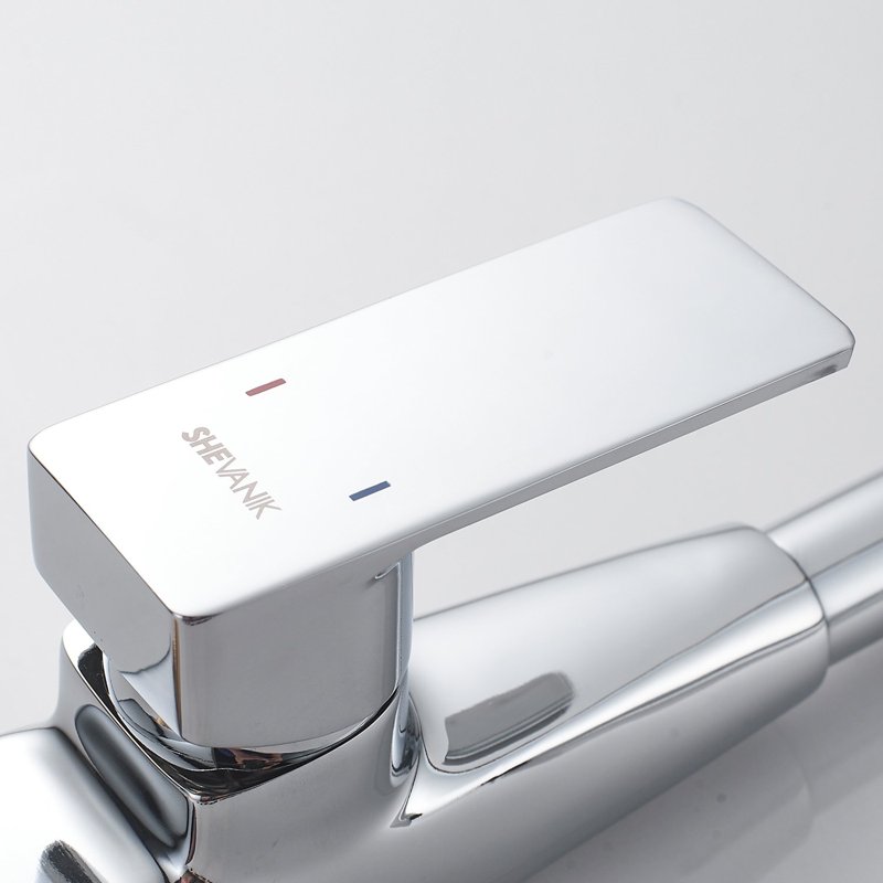 Смеситель для кухни с гибким изливом Shevanik S543-9, хром/серый