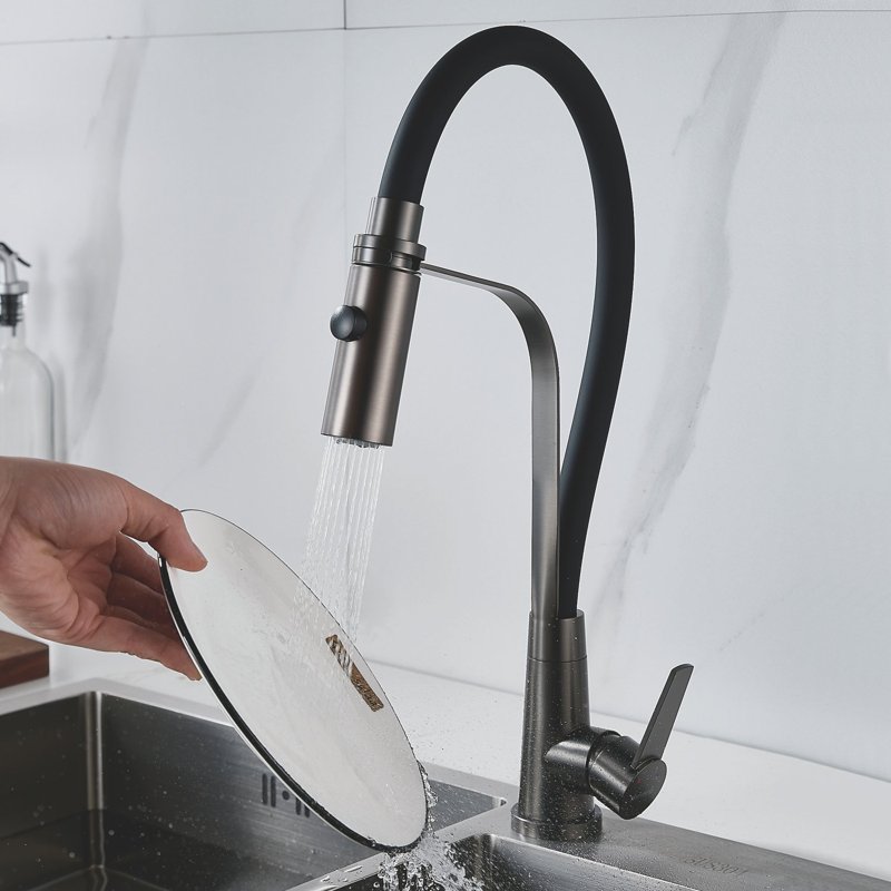 Смеситель для кухни с гибким изливом и режимом 