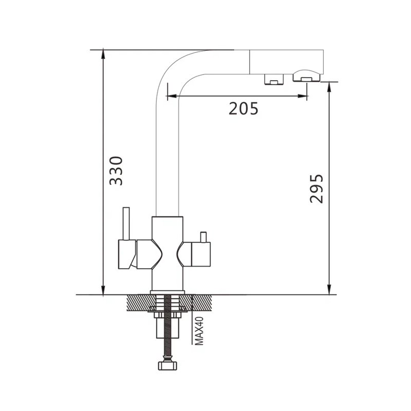Смеситель для кухни с подключением фильтра Shevanik S328, хром