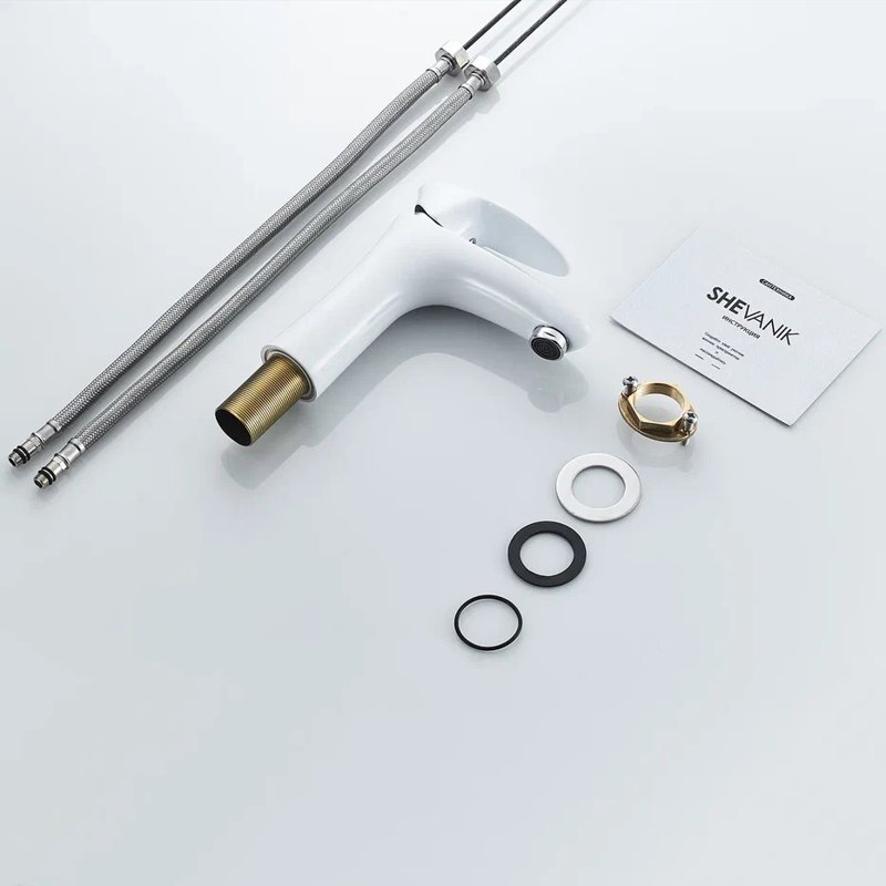 Смеситель для раковины Shevanik S9801F, белый/хром