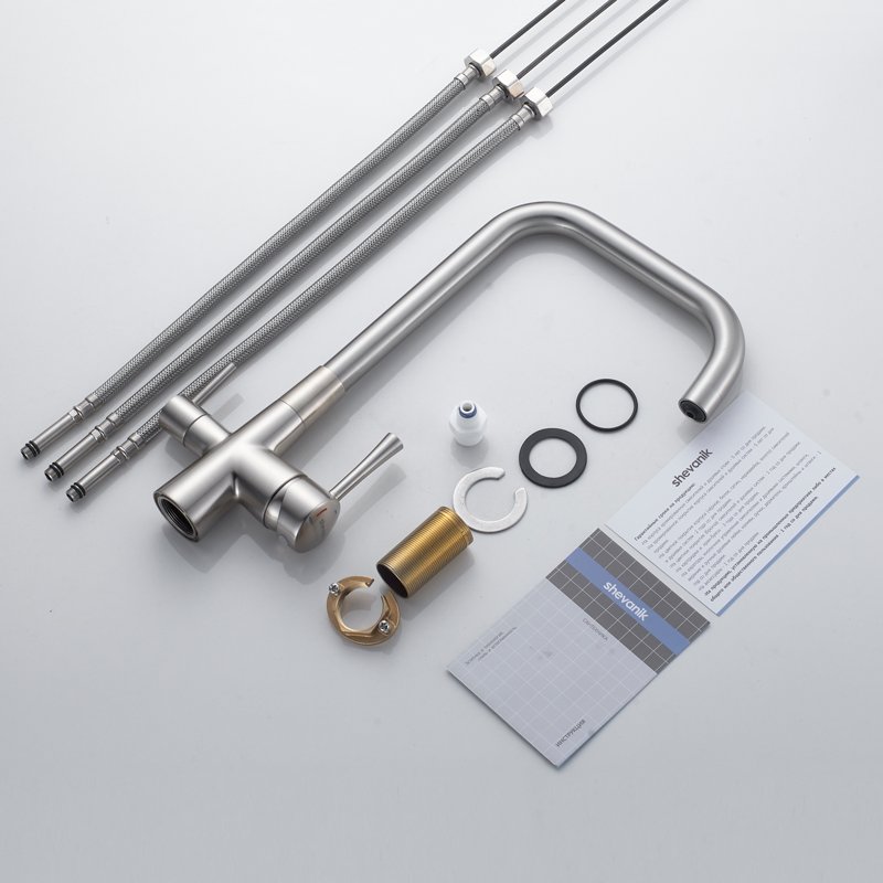 Смеситель для кухни с подключением фильтра Shevanik S528L, сатин