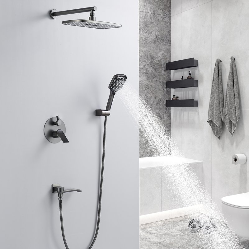 Душевая система встраиваемая Shevanik S4135T, оружейная сталь