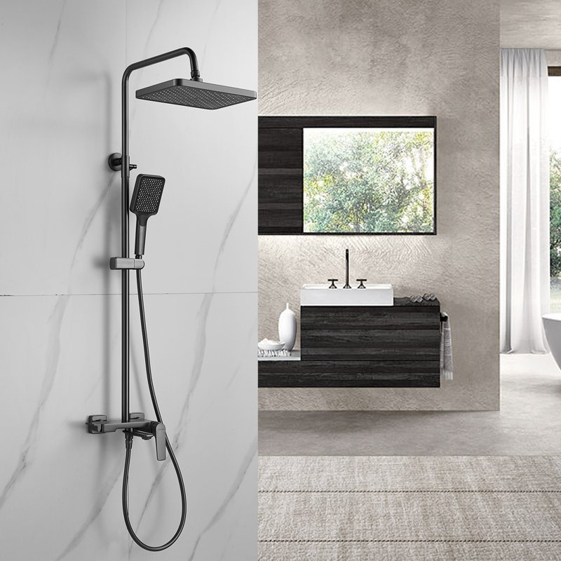 Душевая система Shevanik S8236T, оружейная сталь