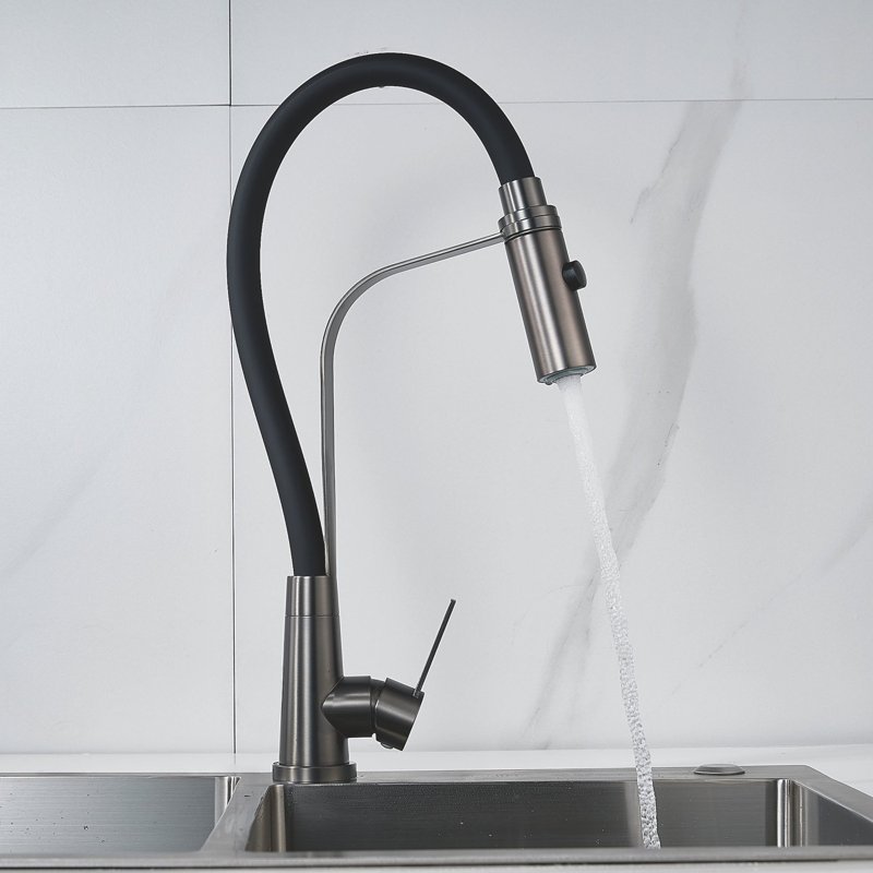 Смеситель для кухни с гибким изливом и режимом 