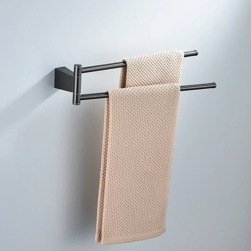 Полотенцедержатель поворотный двойной Shevanik SG5707T, оружейная сталь