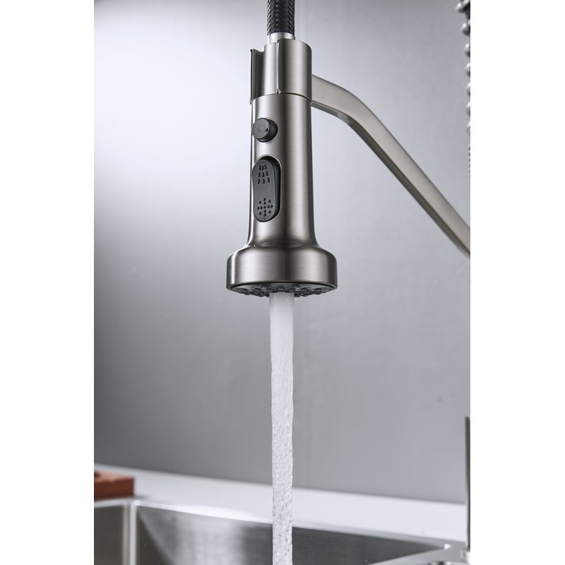 Смеситель для кухни с гибким изливом Shevanik S963L, сатин