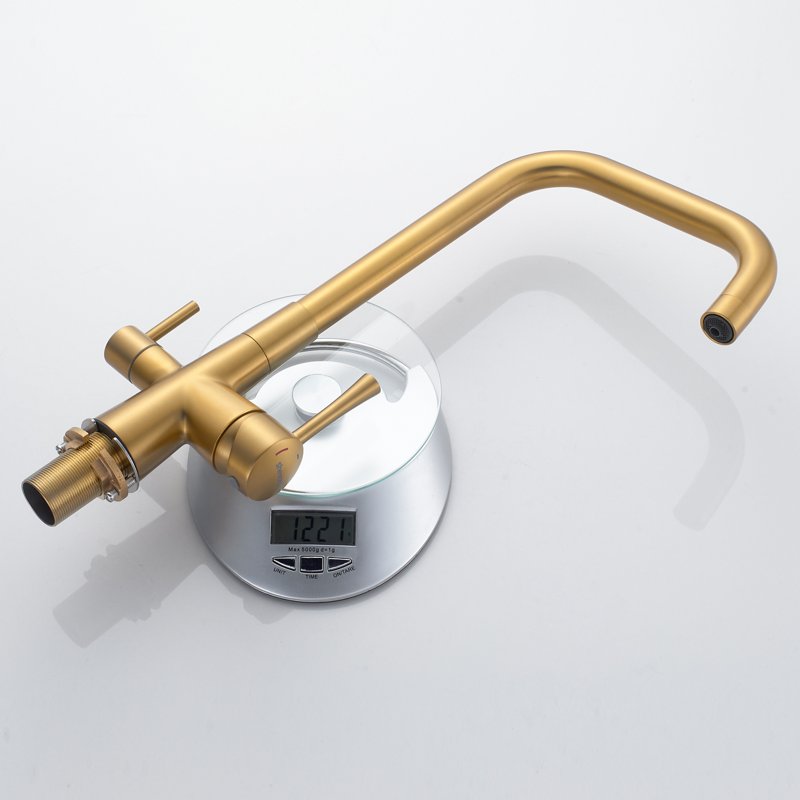 Смеситель для кухни с подключением фильтра Shevanik S528G, золотой сатин