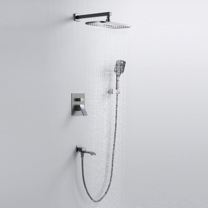 Душевая система встраиваемая Shevanik S4035T, оружейная сталь