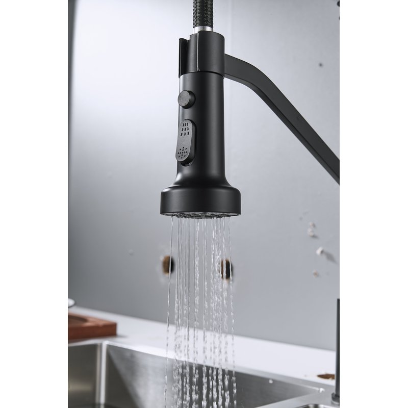 Смеситель для кухни с гибким изливом Shevanik S963H, черный