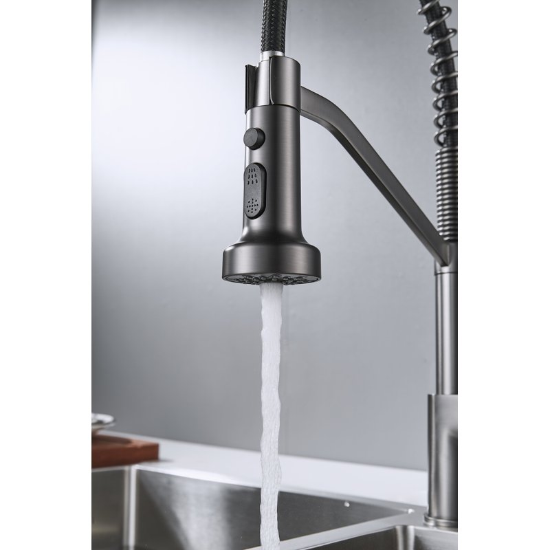 Смеситель для кухни с гибким изливом Shevanik S963T, оружейная сталь