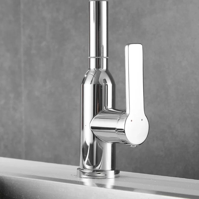 Смеситель для кухни с гибким изливом Shevanik S843-9, хром/серый