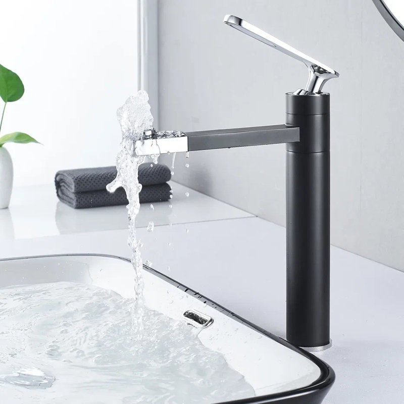 Смеситель для раковины с поворотным носиком Shevanik S6611H, черный/хром