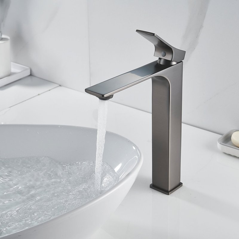 Смеситель для раковины высокий Shevanik S6111T, оружейная сталь