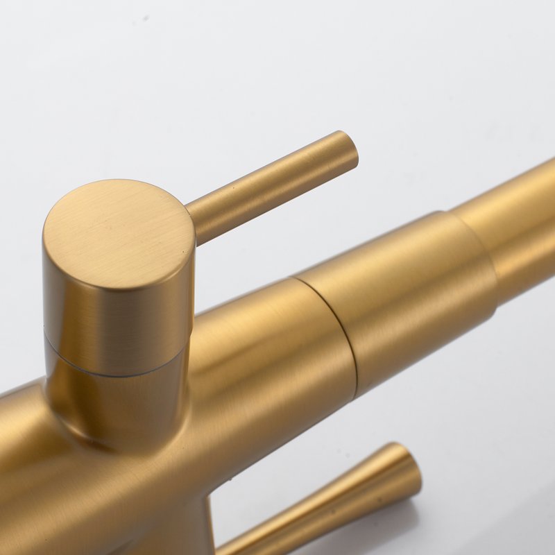 Смеситель для кухни с подключением фильтра Shevanik S528G, золотой сатин