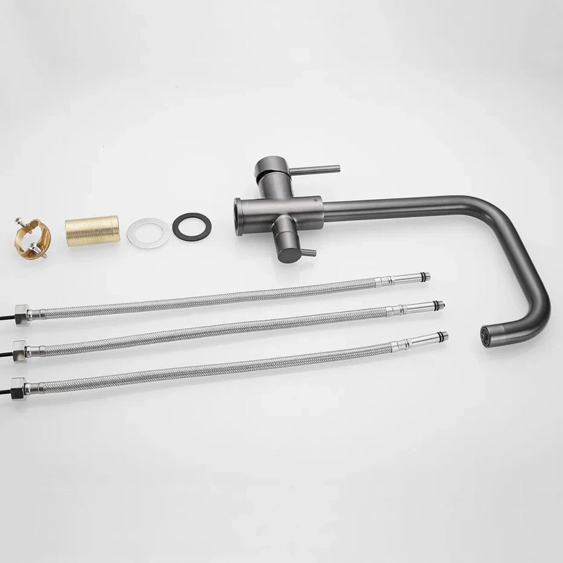 Смеситель для кухни с подключением фильтра Shevanik S228T, оружейная сталь