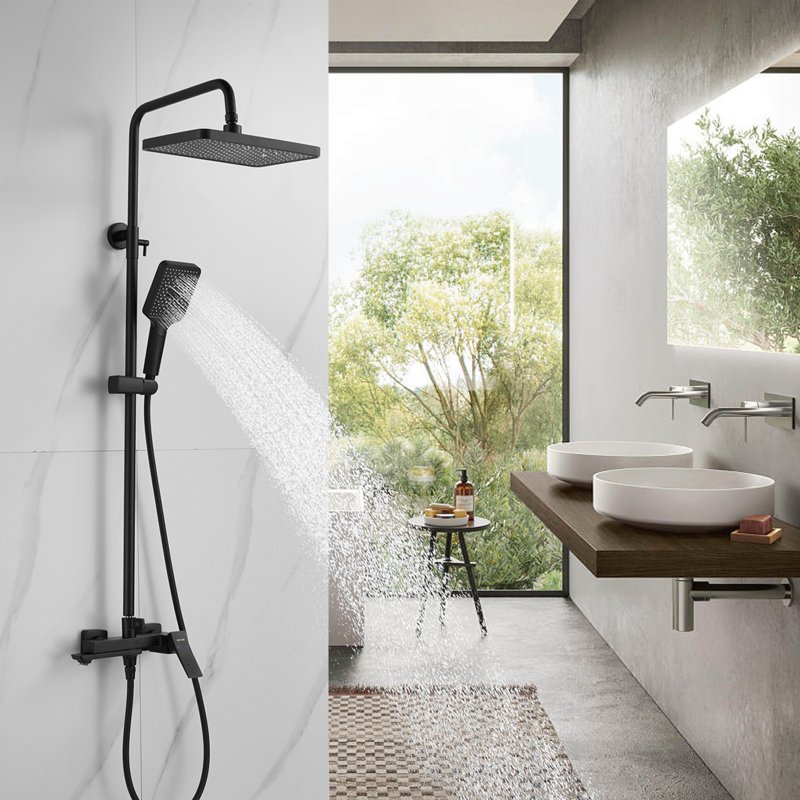 Душевая система Shevanik S9136T, оружейная сталь