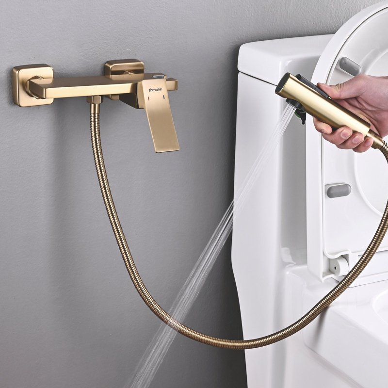 Гигиенический душ со смесителем Shevanik S137T, оружейная сталь