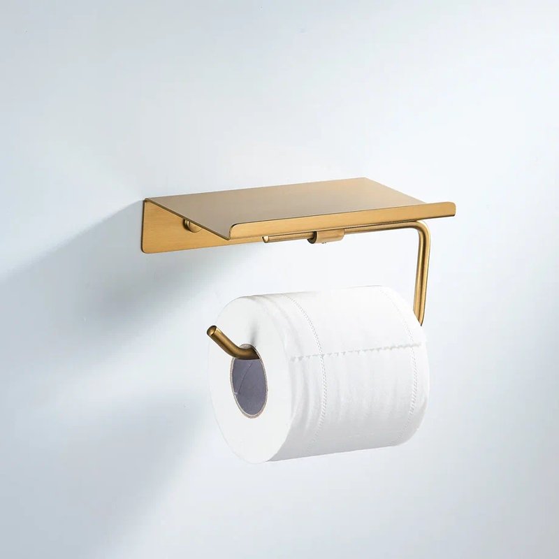 Держатель для туалетной бумаги с полочкой Shevanik SG5705G-1, золотой сатин