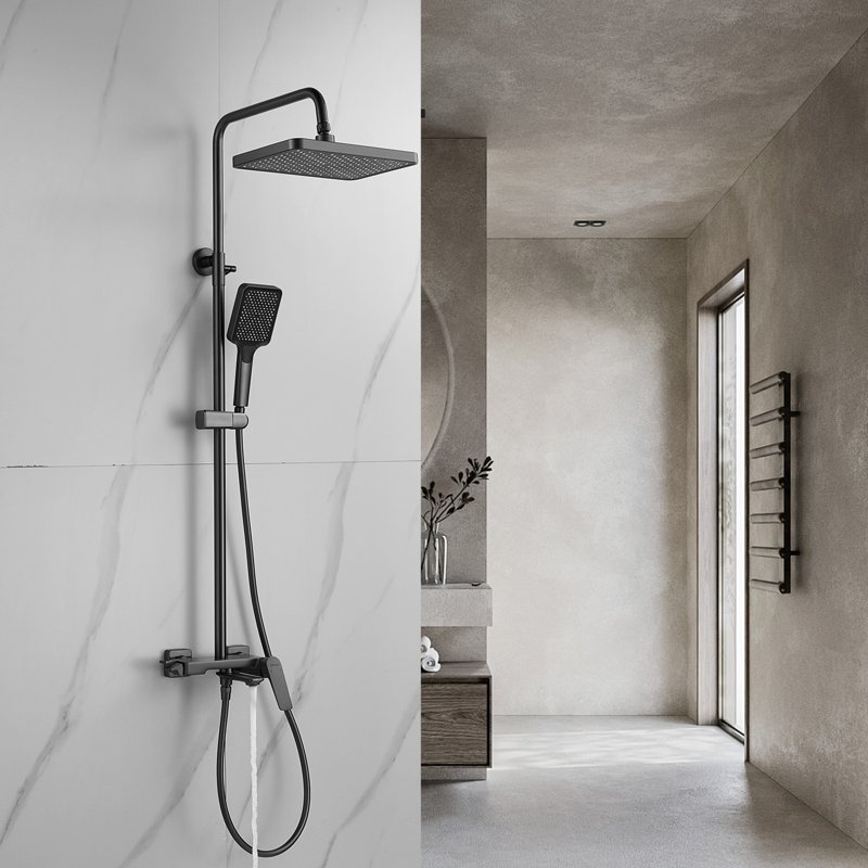 Душевая система Shevanik S8236T, оружейная сталь