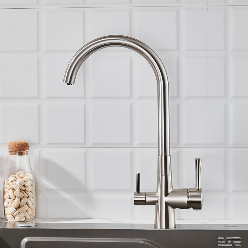 Смеситель для кухни с подключением фильтра Shevanik S428L, сатин