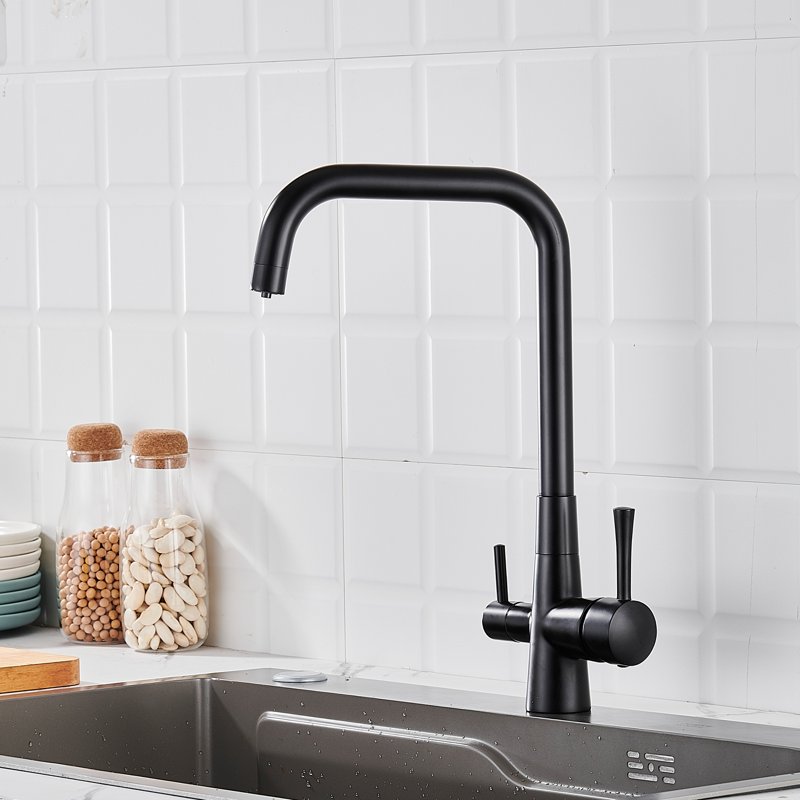 Смеситель для кухни с подключением фильтра Shevanik S528H, черный