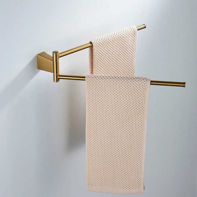 Полотенцедержатель поворотный двойной Shevanik SG5707G, золотой сатин