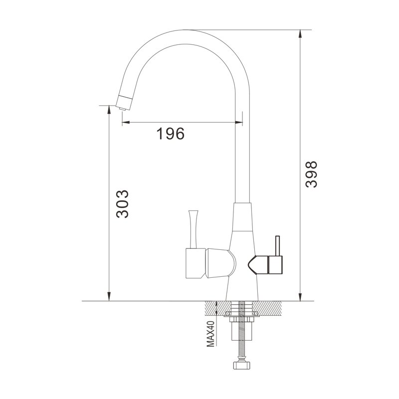 Смеситель для кухни с подключением фильтра Shevanik S428, хром