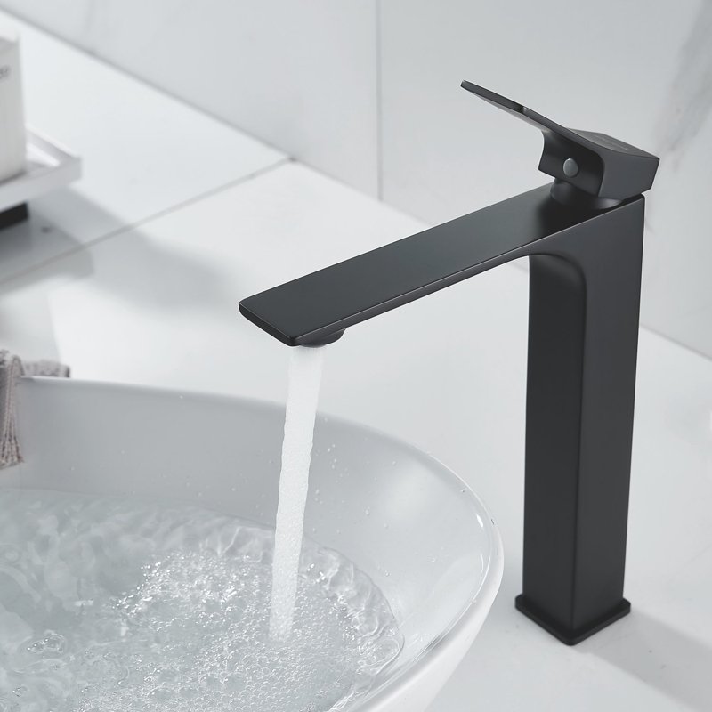 Смеситель для раковины высокий Shevanik S6111H, черный