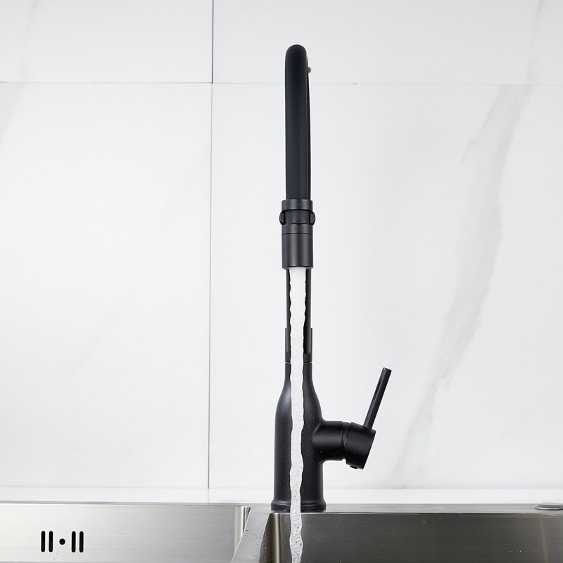 Смеситель для кухни с гибким изливом Shevanik S343H-3, черный