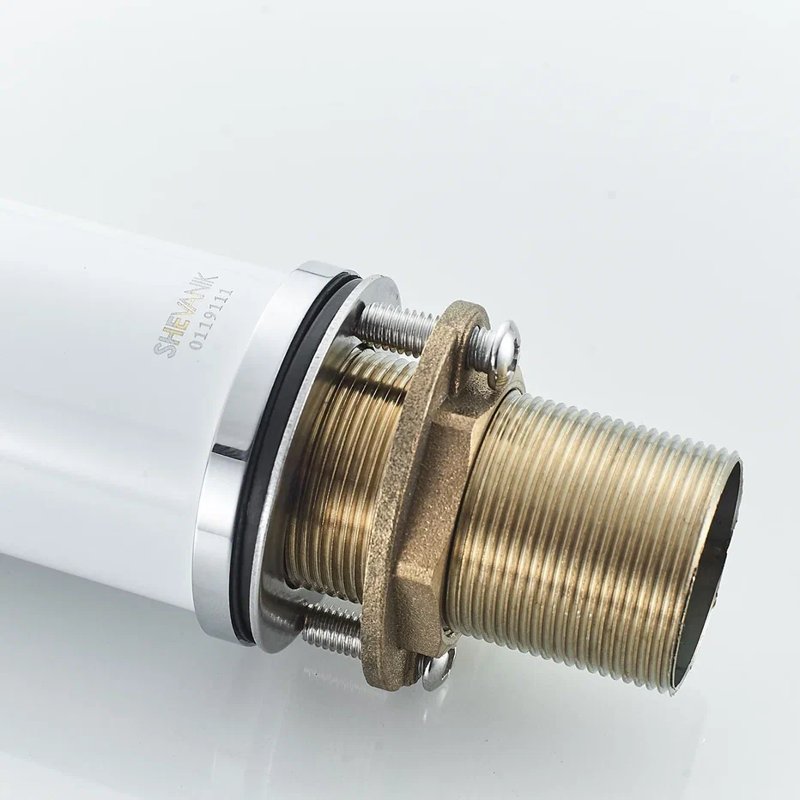 Смеситель для раковины с поворотным носиком Shevanik S6601F, белый/хром