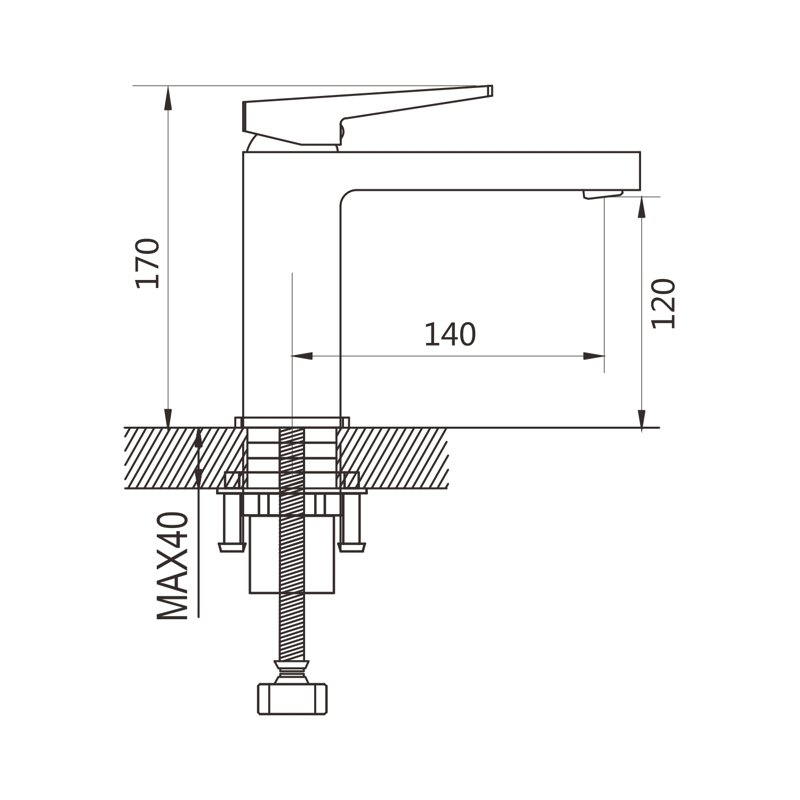 Смеситель для раковины Shevanik S8901T-1, оружейная сталь