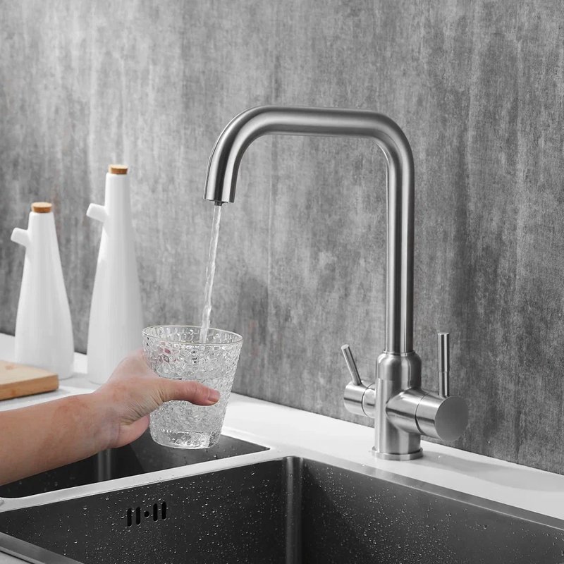 Смеситель для кухни с подключением фильтра Shevanik S268B, сатин