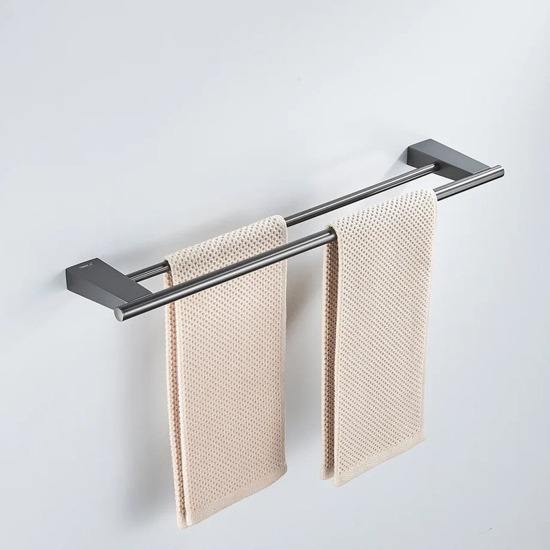 Полотенцедержатель двойной Shevanik SG5727T, оружейная сталь