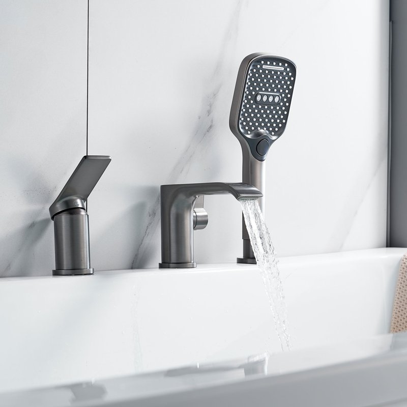 Смеситель на борт ванны Shevanik S4112T, оружейная сталь