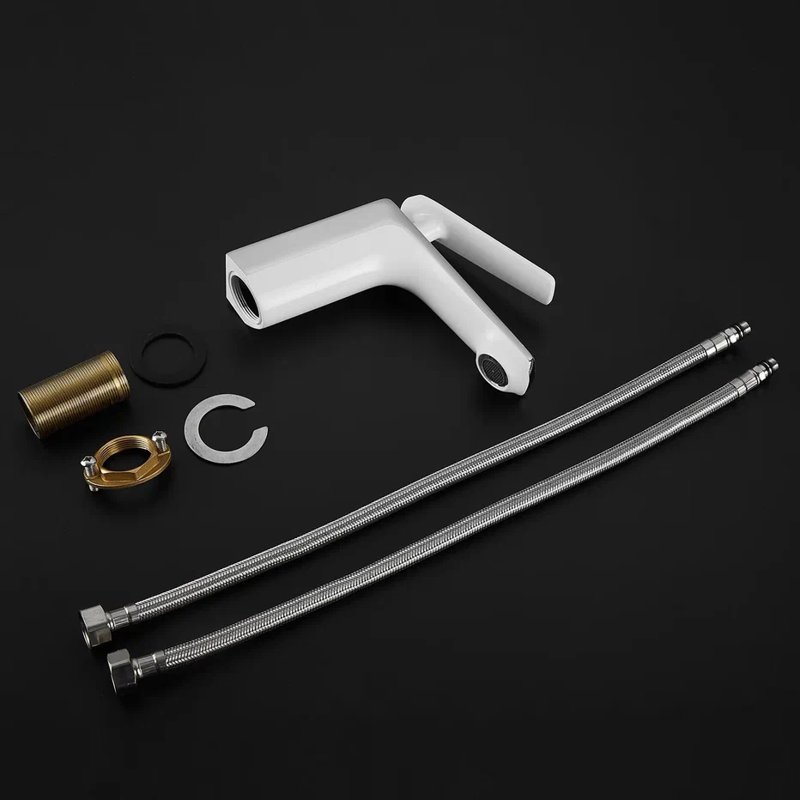 Смеситель для раковины Shevanik S8001F, белый/хром