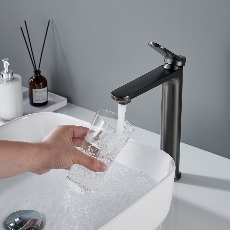 Смеситель для раковины высокий Shevanik S4311T, оружейная сталь