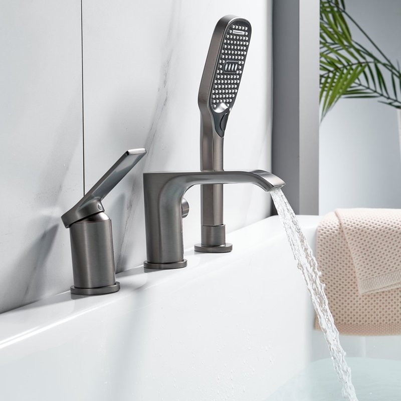 Смеситель на борт ванны Shevanik S4112T, оружейная сталь