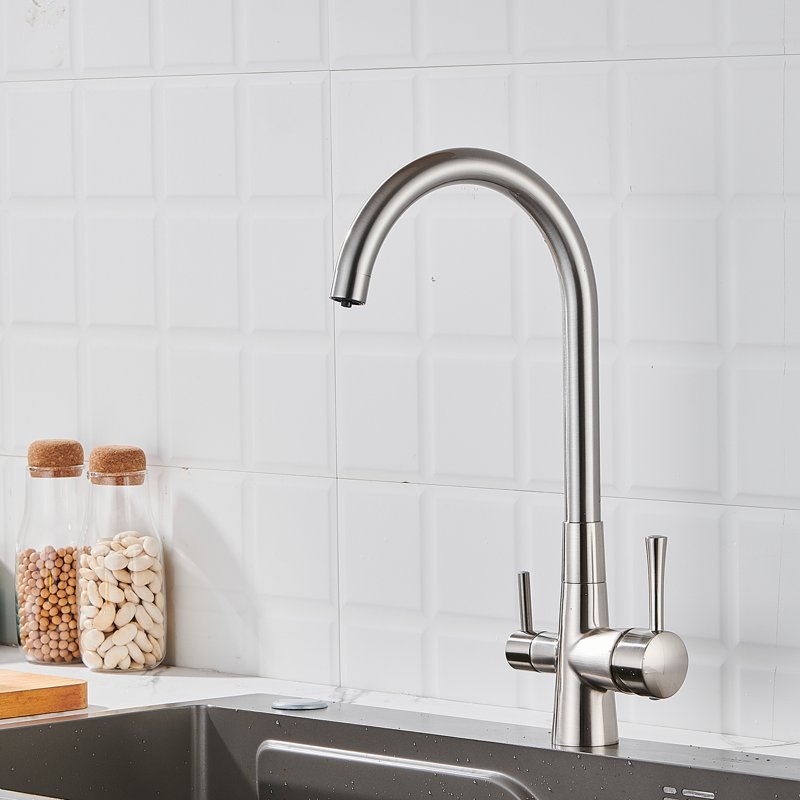 Смеситель для кухни с подключением фильтра Shevanik S428L, сатин