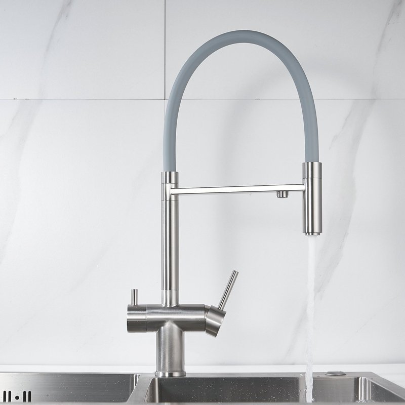 Смеситель для кухни с подключением фильтра Shevanik S178L, сатин