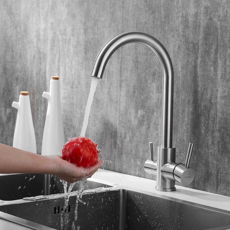 Смеситель для кухни с подключением фильтра Shevanik S168B, сатин