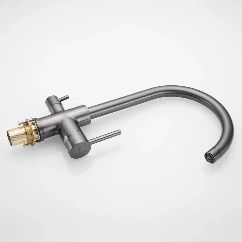 Смеситель для кухни с подключением фильтра Shevanik S128T, оружейная сталь