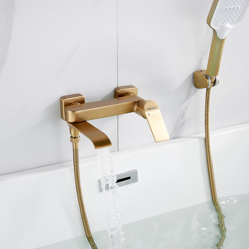 Смеситель для ванны Shevanik S4102G, золотой сатин