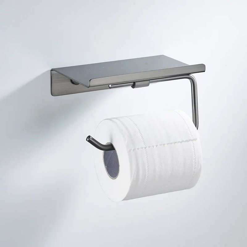 Держатель для туалетной бумаги с полочкой Shevanik SG5705T-1, оружейная сталь