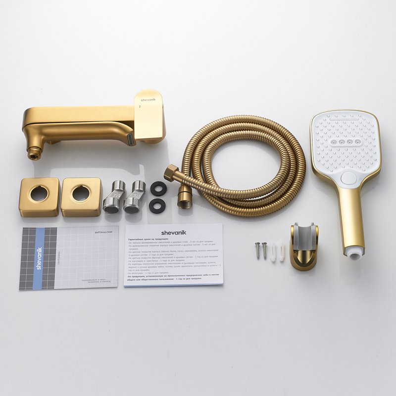 Смеситель для ванны Shevanik S4102G, золотой сатин